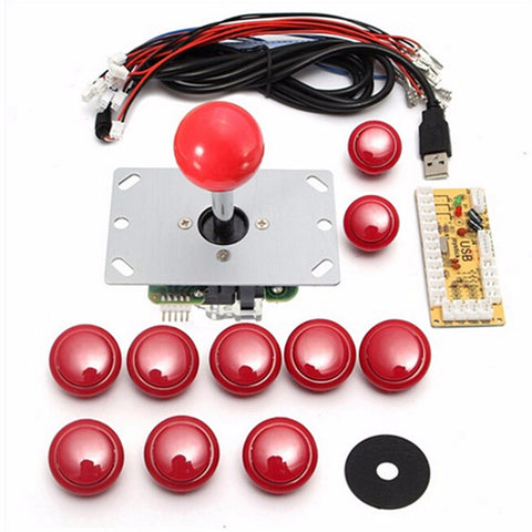 DIY Handle 8 Way Arcade Joystick Kits 5 Pin 24mm/30mm Push Button Replacement Arcade Set Cable USB Encoder To PC Joystick Games DIY Handle 8 Way Arcade Joystick Kits 5 Pin 24mm/30mm Push Button Replacement Arcade Set Cable USB Encoder To PC Joystick Games