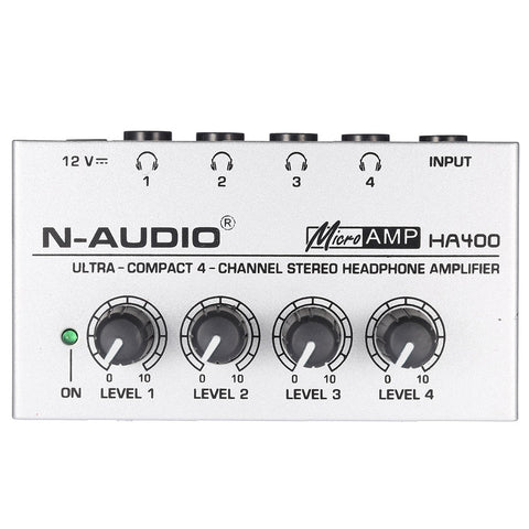 Ultra-compact 4 Channels Mini Audio Stereo Headphone Amplifier with Power Adapter