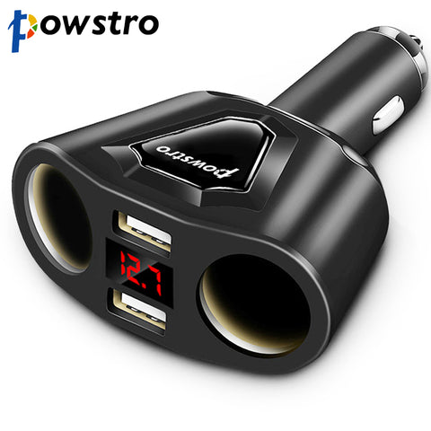 3.1A Dual USB Car Charger with 2 Cigarette Lighter Sockets 120W Power Support Display Current Volmeter for Phone Tablet GPS DVR 3.1A Dual USB Car Charger with 2 Cigarette Lighter Sockets 120W Power Support Display Current Volmeter for Phone Tablet GPS DVR