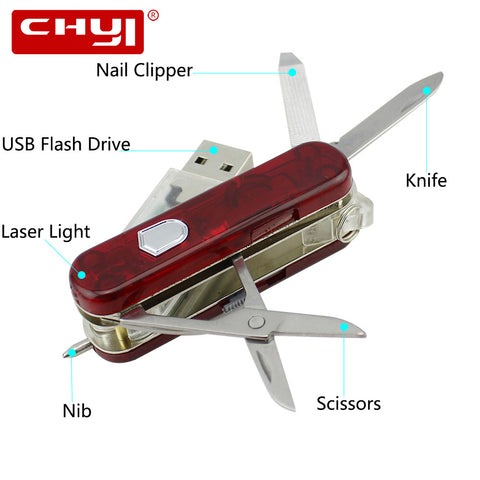 Multi-function USB Flash Drive Swiss Army Knife Pen-drive Memory Stick U Disk Laser Light Multi-function USB Flash Drive Swiss Army Knife Pen-drive Memory Stick U Disk Laser Light
