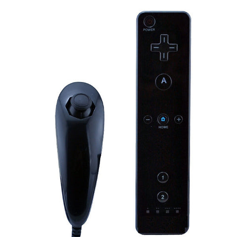 Black Motion Sensor Remote Controller + Wired Nunchuck Combo for Nintendo Wii Console Black Motion Sensor Remote Controller + Wired Nunchuck Combo for Nintendo Wii Console