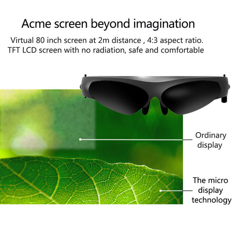 Head-Mounted Display FPV Glasses - 80 Inches Virtual Wide Screen