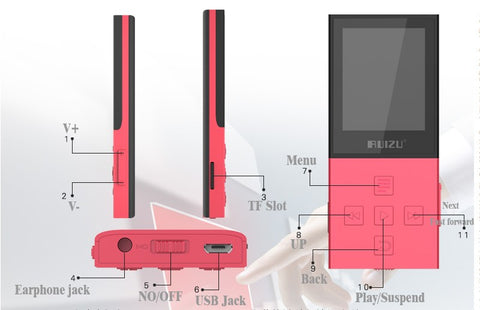 Bluetooth Sport MP3 Player with 8G can playing 130 Hours high quality lossless Recorder FM for bluetooth speaker