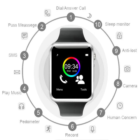 WristWatch Bluetooth Smart Watch Sport Pedometer With SIM Camera Smartwatch For Android Smartphone