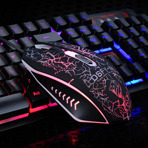 K-13 Wired Rainbow Backlit illuminated Usb Multimedia Ergonomic Gaming Keyboard + 2400DPI Optical Gaming Mouse For Gamer Laptop