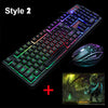 K-13 Wired Rainbow Backlit illuminated Usb Multimedia Ergonomic Gaming Keyboard + 2400DPI Optical Gaming Mouse For Gamer Laptop