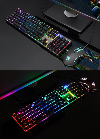 CK888 RGB Backlight Mechanical Gaming Keyboard + Mouse  Game Keyboard Mouse Set with 1.8M Cable for Computer Pro Gamer