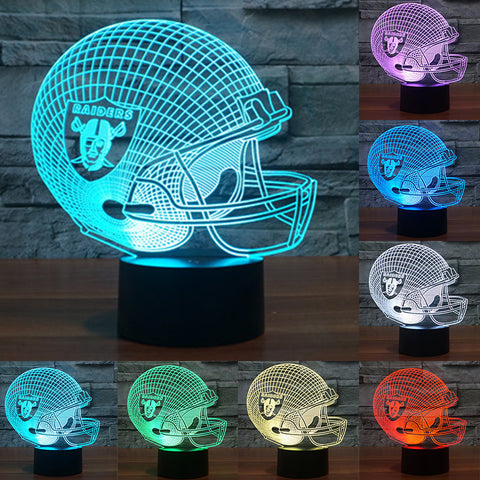 Touch switch NFL Team Logo 3D Light LED Oakland Raider Football Cap Helmet 7 color changing USB table desk Lamp as gift IY803663