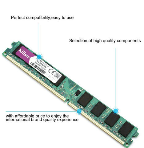 4GB(2pcsX2GB) DDR2 2GB Ram 800Mhz PC2-6400U 240Pin 1.8V CL6 Desktop Memory