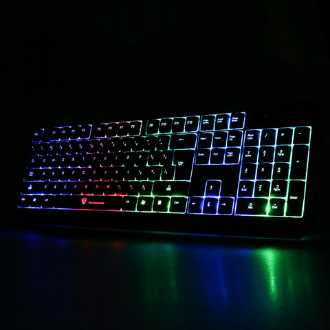 Gaming 104 USB Wired Pro Keyboard with 7 Colors LED Backlight Gaming Keyboard for PC Notebook