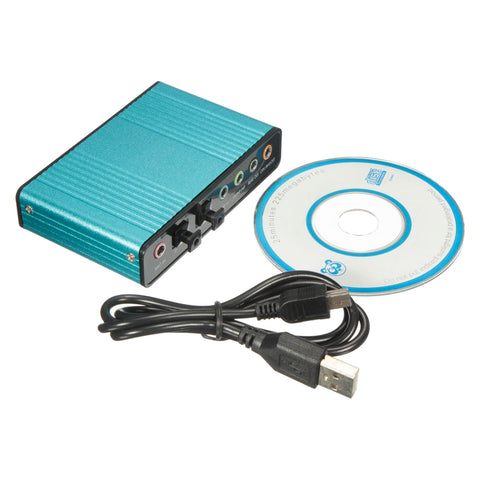 External Sound Card USB 6 Channel 5.1 Audio S / PDIF Optical Sound Card For PC Light blue