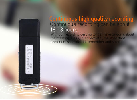 Original 8GB Rechargeable Mini Dictaphone 70Hr WAV Audio Pen Digital USB Voice Recorder Professional