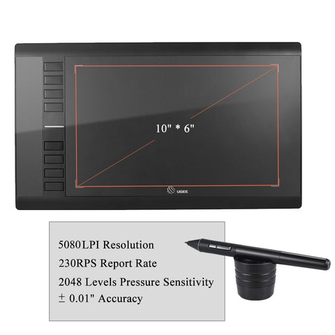 Ugee M708 10*6" Ultra-thin Drawing Tablet Digital Graphics Tablet for Painting 2048 Level Pressure Pad 10 with Pen