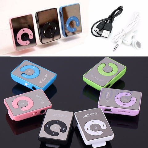 Hot Selling New Mini Mirror Clip USB Digital Mp3 Music Player Support 8GB SD TF Card + Earphone