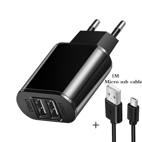 2A Dual USB Charger With USB Cable EU Quick Charge Wall Travel Mobile Phone Charger For Samsung Huawei Xiaomi LG iphone