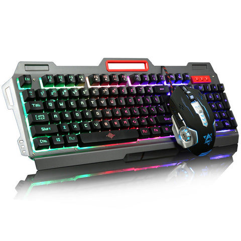 Rainbow Yellow LED Backlight USB Wired Pro Gaming Keyboard Gamer Keyboard+6 Buttons 3200 DPI Pro Gaming Mouse Gamer Mice