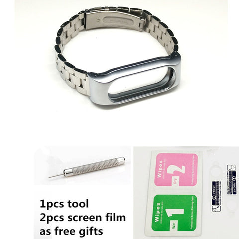 Metal Wrist Strap For Xiaomi Mi Band 2 Screwless Stainless Steel Wrist Band Smart Bracelet Accessories For Miband 2 Plus