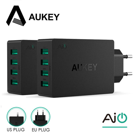 AUKEY Universal 3/4 Ports USB Charger Travel Wall Charger Adapter For iPhone7 Samsung S8 Smart Phones /PC/Mp3 USB Mobile Devices