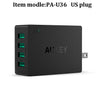 AUKEY Universal 3/4 Ports USB Charger Travel Wall Charger Adapter For iPhone7 Samsung S8 Smart Phones /PC/Mp3 USB Mobile Devices