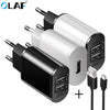 2A Dual USB Charger With USB Cable EU Quick Charge Wall Travel Mobile Phone Charger For Samsung Huawei Xiaomi LG iphone