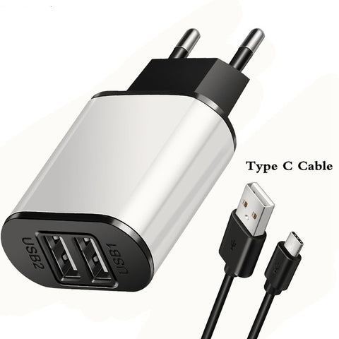 2A Dual USB Charger With USB Cable EU Quick Charge Wall Travel Mobile Phone Charger For Samsung Huawei Xiaomi LG iphone