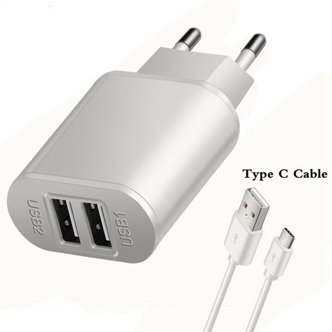 2A Dual USB Charger With USB Cable EU Quick Charge Wall Travel Mobile Phone Charger For Samsung Huawei Xiaomi LG iphone