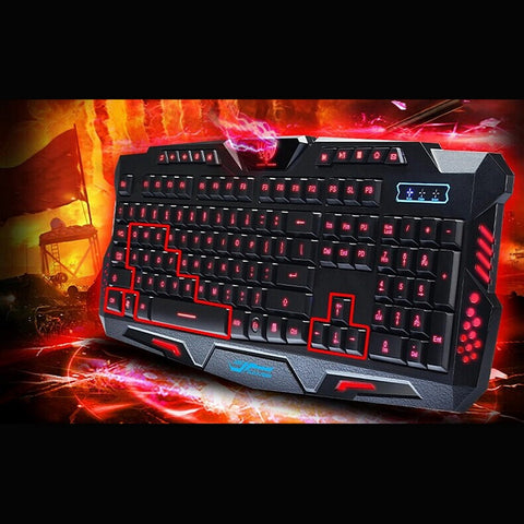 Original LED Game Keyboard 3 Colors Crack Illuminated USB Multimedia PC Gaming Keyboard Adjustable Backlight