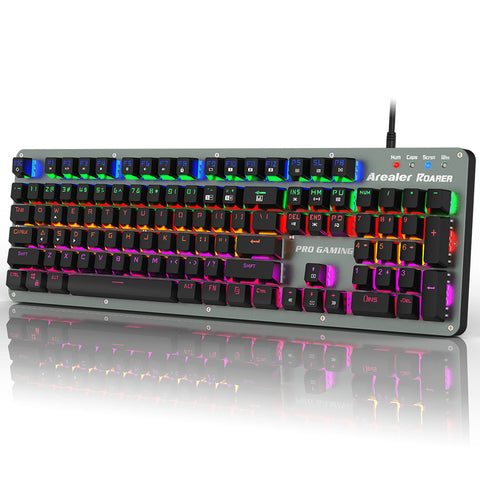 USB Wired 104 Keys RGB Blue Switches Mechanical Gaming Macro Keyboard Anti-ghosting Full Programmable LED Backlit Backlight Game