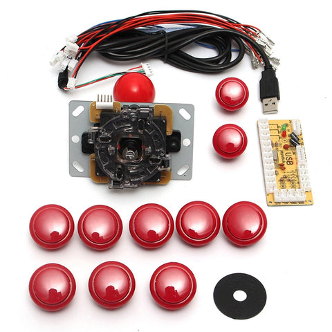 DIY Handle 8 Way Arcade Joystick Kits 5 Pin 24mm/30mm Push Button Replacement Arcade Set Cable USB Encoder To PC Joystick Games