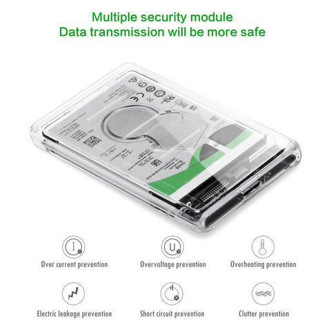 Transparent 5 Gbps HDD Enclosure USB 3.0 to SATA External 2.5 Inch Hard Drive SSD Case Tool Free Support 2TB Hard Disk Box