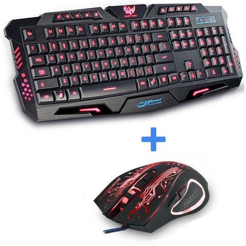 New Red/Purple/Blue Led Backlight USB Wired Laptop PC Pro Gaming Keyboard Mouse Combo